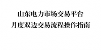 圖解|山東電力市場(chǎng)交易平臺(tái)月度雙邊交易流程操作指南