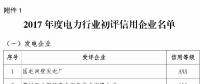 103家企業(yè)獲評2017年度電力行業(yè)信用評價AAA等級（附詳單）