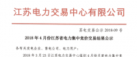 2018年4月份江蘇省電力集中競價(jià)交易結(jié)果公示