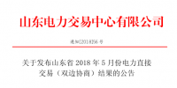 山東2018年5月份雙邊協(xié)商交易結(jié)果：<font color=