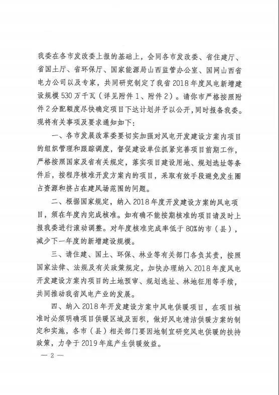 96個項目！山西省正式印發(fā)2018年度風(fēng)電開發(fā)建設(shè)方案