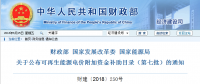 財(cái)政部、國(guó)家發(fā)展改革委、國(guó)家能源局公布可再生能源電價(jià)附加資金補(bǔ)助目錄（第七批）