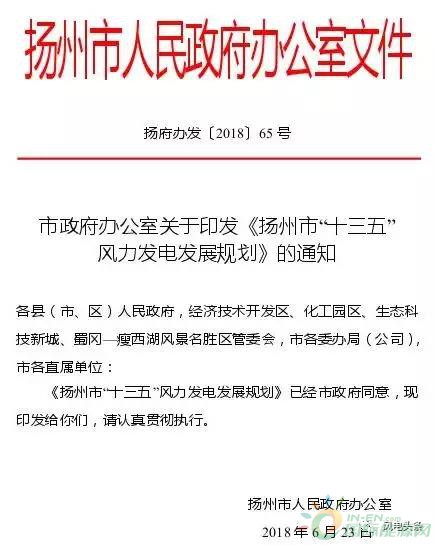 2.1GW！揚(yáng)州市“十三五”風(fēng)力發(fā)電發(fā)展規(guī)劃正式頒布：鼓勵(lì)投資建設(shè)和經(jīng)營(yíng)分散式風(fēng)電項(xiàng)目！