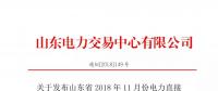 關于發(fā)布山東省2018年11月份電力直接交易（雙邊協(xié)商）結(jié)果的公告