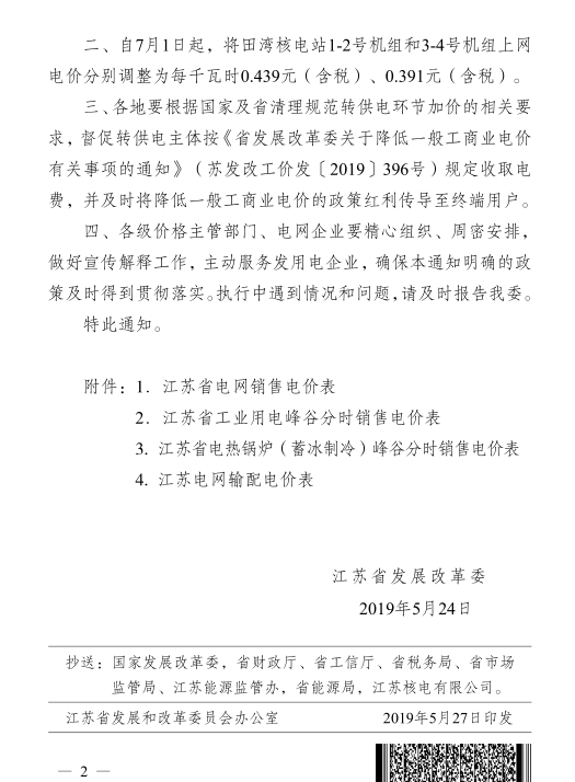 江蘇第二次降電價！一般工商業(yè)及其它用電類別電價降4.15分/度